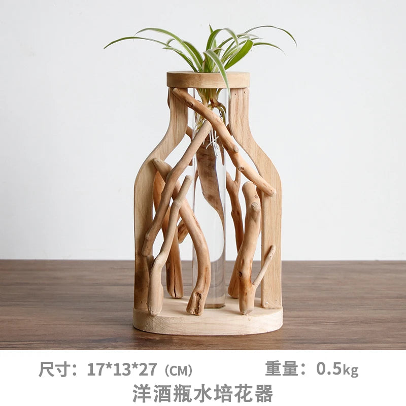 vase en bois massif fait main pour fleurs et décoration créative