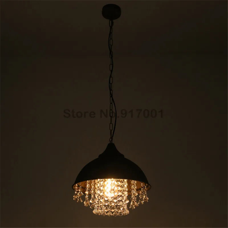 American style loft Vintage K9 crystal pendant light cover luxury lamp for Restaurant pendant lights,E27 Bulb