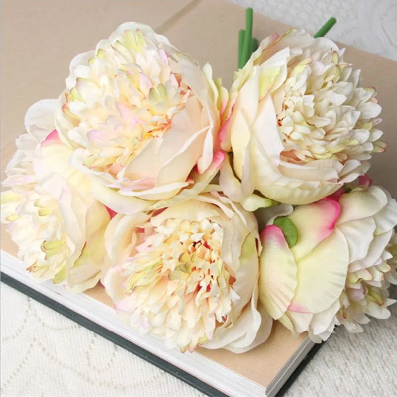 lot de 5 pivoines artificielles pour mariage et décoration intérieure