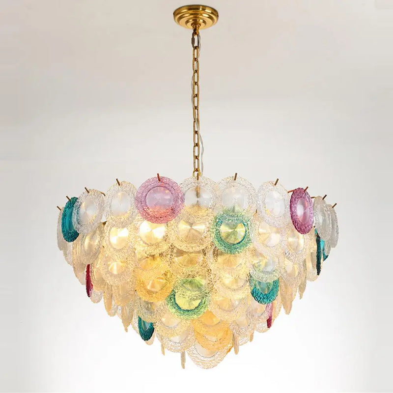 lustre postmoderne en fer et verre coloré design élégant pour éclairage intérieur