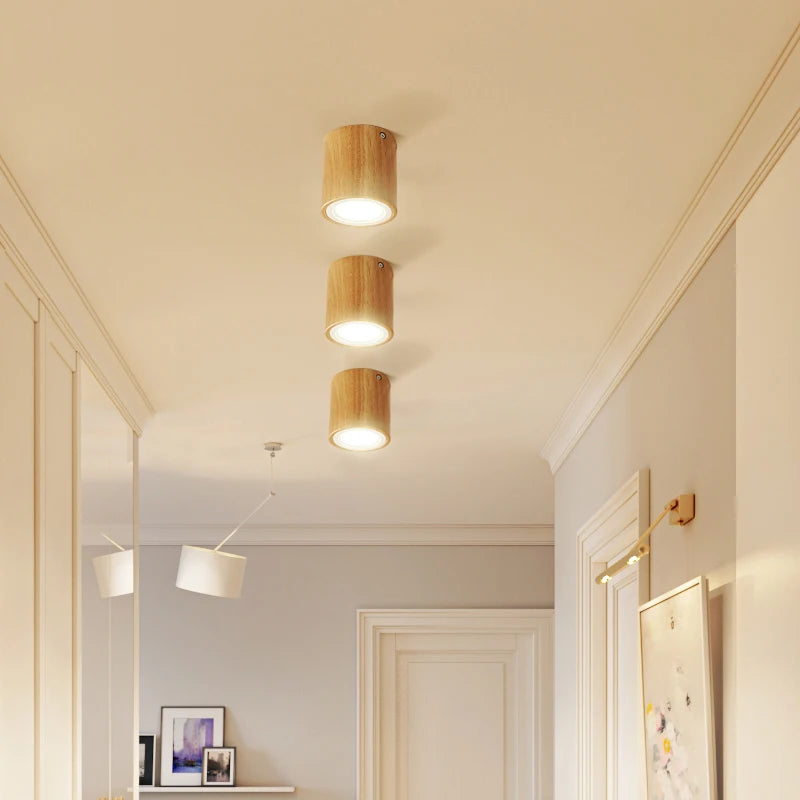 plafonnier moderne à leds design bois rond carré décoration intérieure