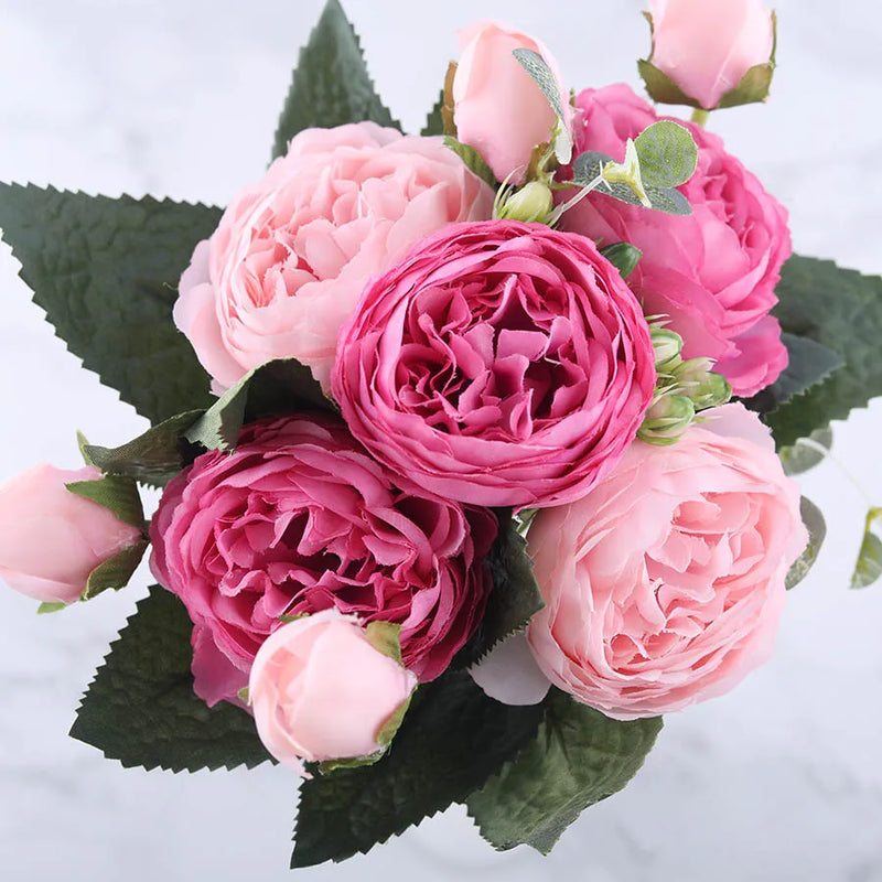 bouquet de fleurs artificielles de pivoines en soie pour décoration intérieure