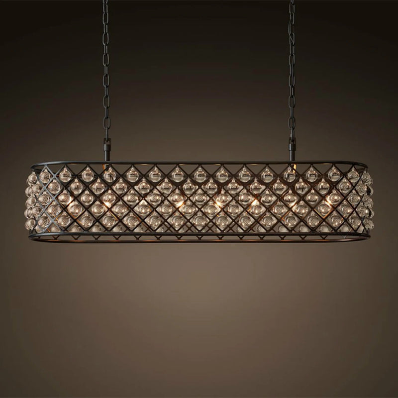 lustre rectangulaire en cristal noir pour éclairage suspendu