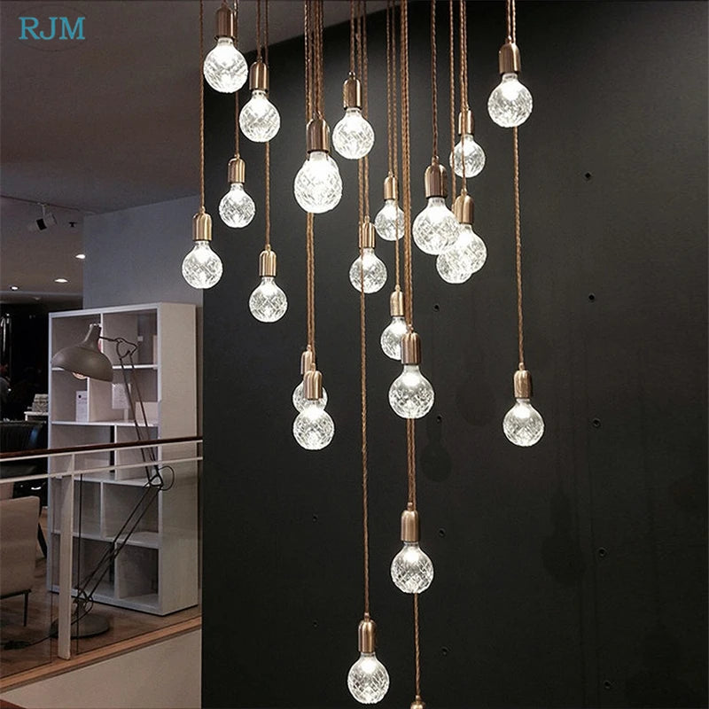 lustre suspension led créative en verre cristal postmoderne