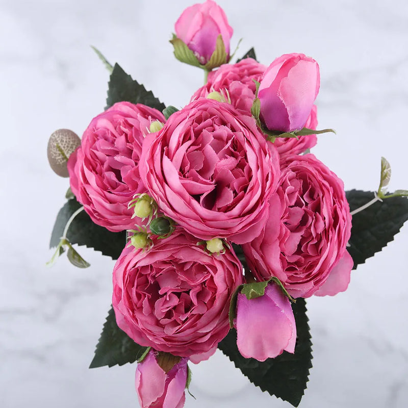 bouquet de fleurs artificielles de pivoines en soie pour décoration intérieure