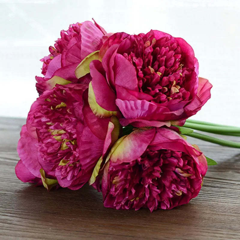 lot de 5 pivoines artificielles pour mariage et décoration intérieure