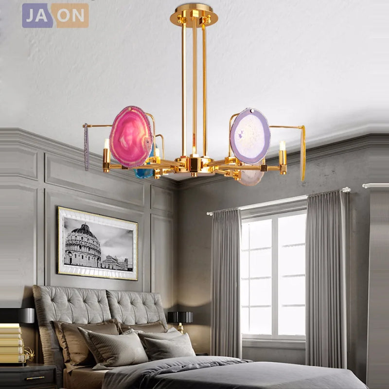 suspension design ronde en agate de fer moderne