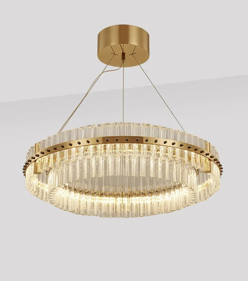 lustre suspendu en cristal moderne à rayures créatives