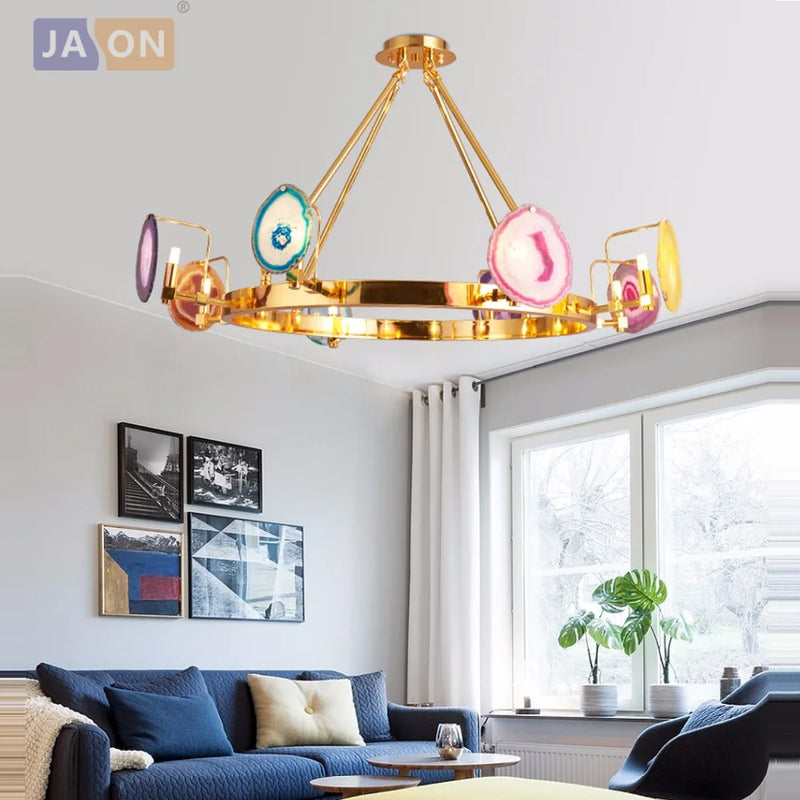 suspension design ronde en agate de fer moderne