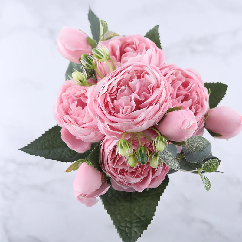 bouquet de fleurs artificielles de pivoines en soie pour décoration intérieure