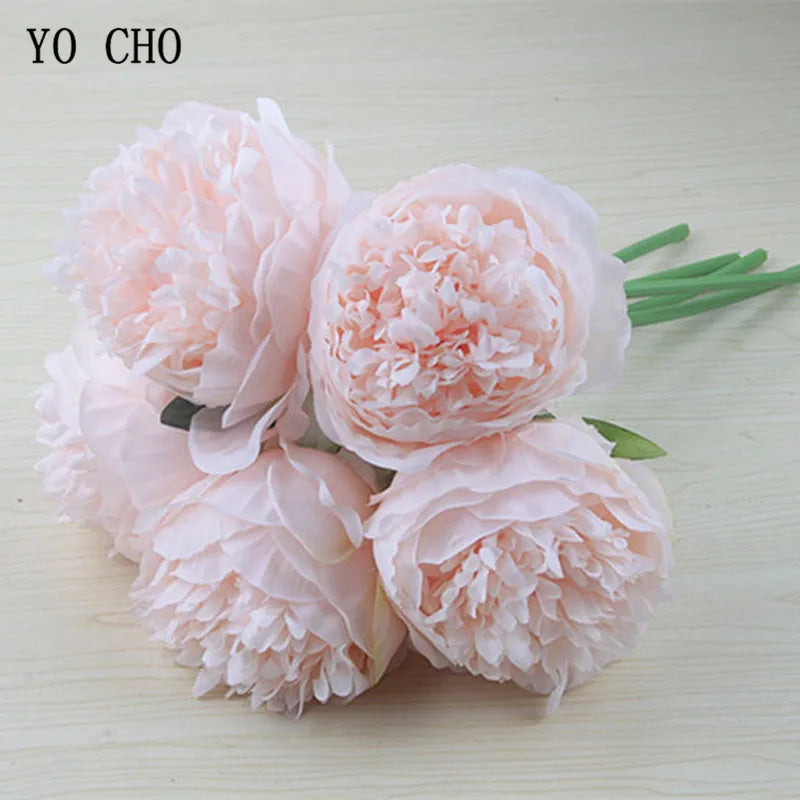 lot de 5 pivoines artificielles pour mariage et décoration intérieure