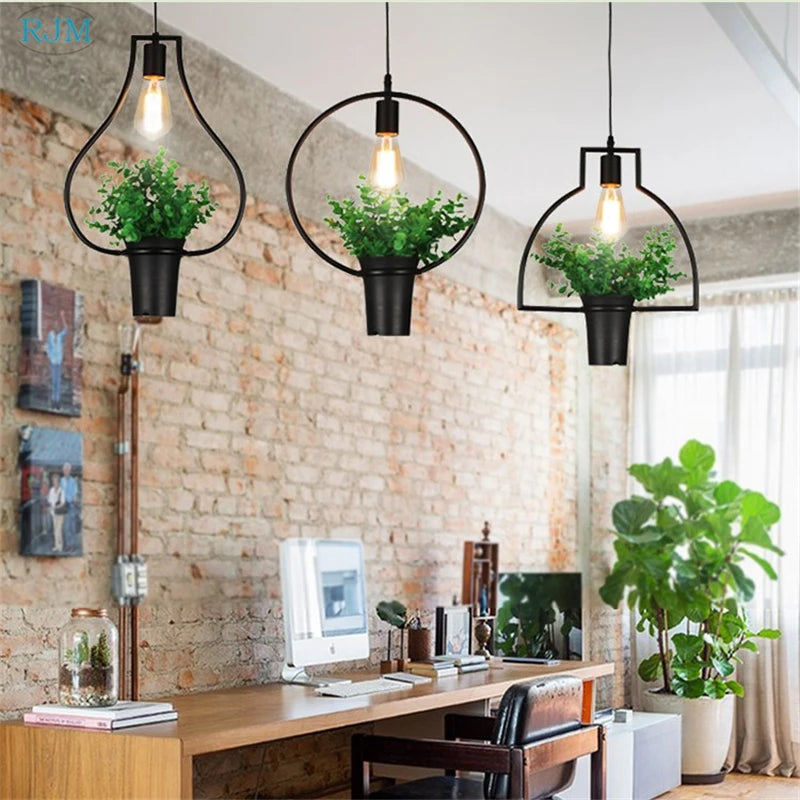 lampe suspendue créative nordique en forme de plante pour commerces et restaurants