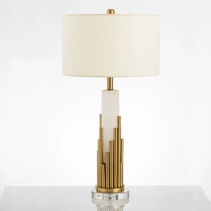 lampe à poser design luxe en marbre et tissu métallique moderne