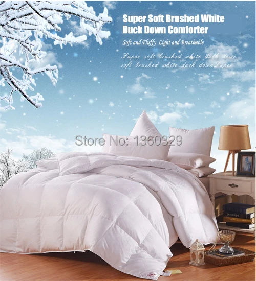 couette d'hiver en duvet de canard king size satin jacquard et coton