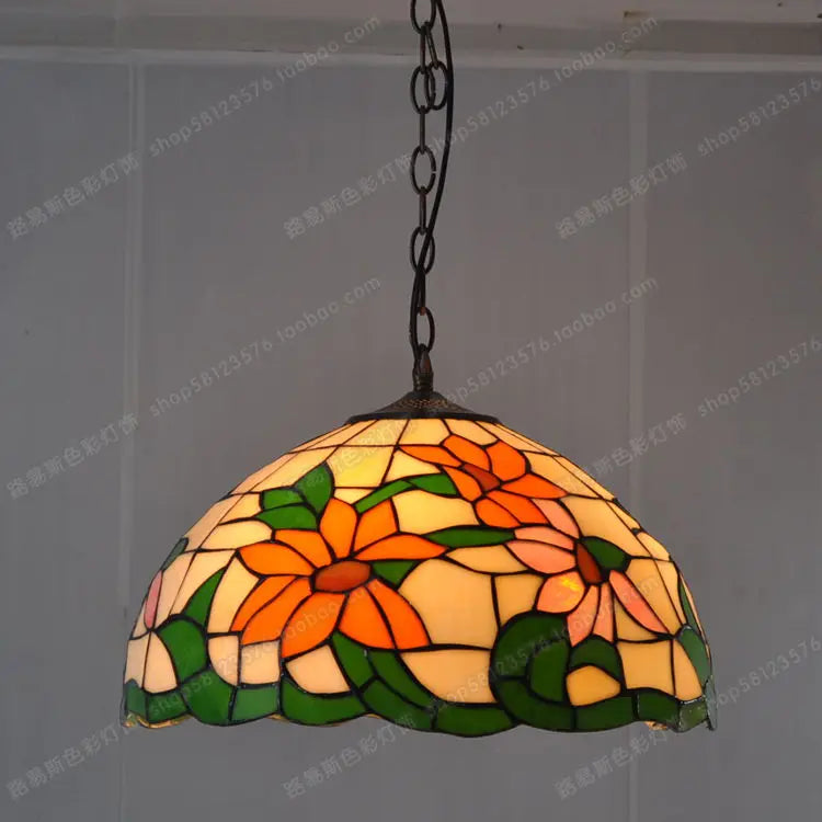 lustre en verre tournesol style américain éclairage campagne intérieur