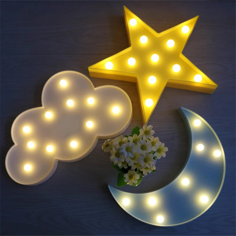 lampe led 3d nuage étoile lune veilleuse cadeau enfants décoration