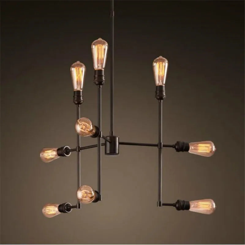 Retro industrial creativity 9 chandeliers, American country living room lights LOFT Loft Hotel bar personality lights