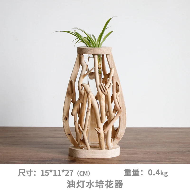 vase en bois massif fait main pour fleurs et décoration créative