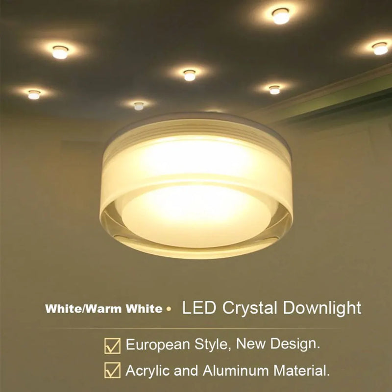 downlight led en cristal à intensité variable pour décoration intérieure