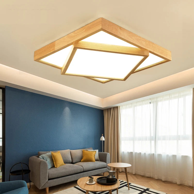 lampes led de plafond en bois massif moderne