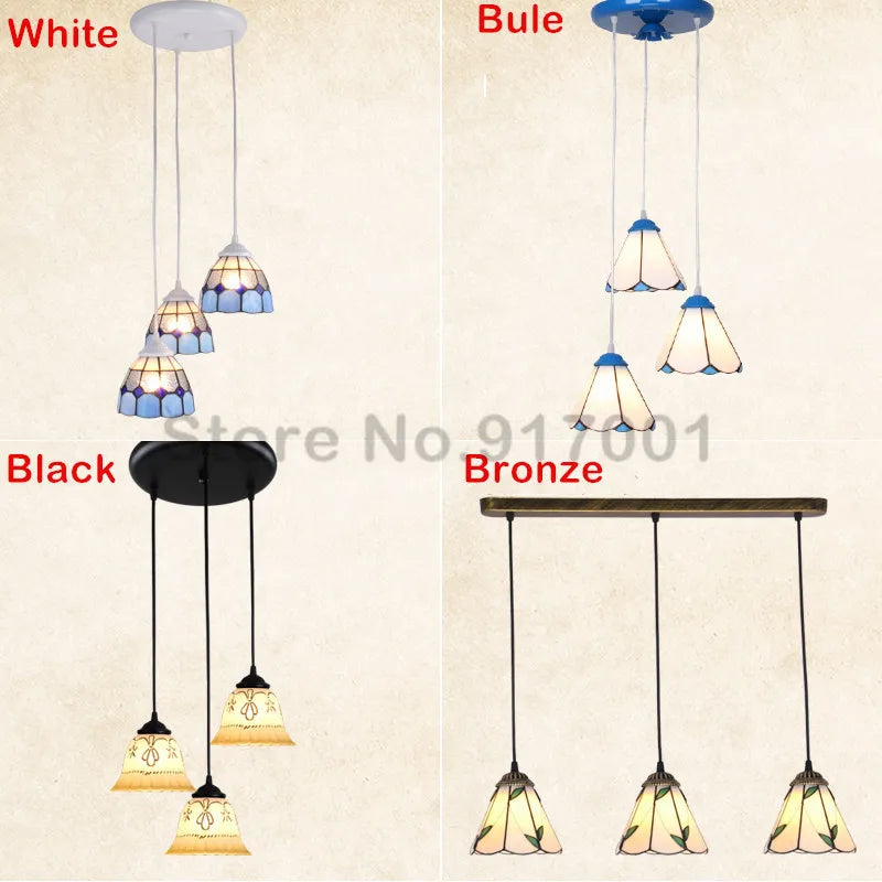 3 Heads Colorful Glass LED Pendant Lamps Light,Bedroom Suspension Hanging Ceiling Lamp