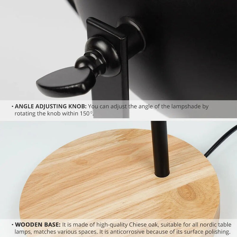 Lampe de table bois nordique et métal à intensité variable