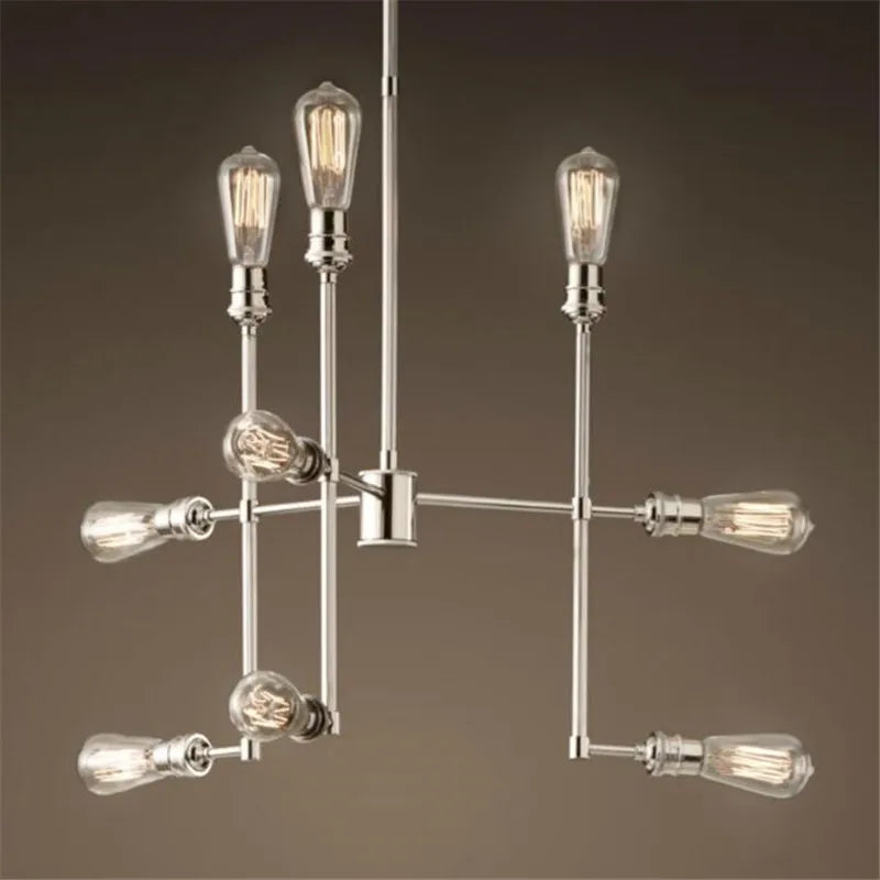 Retro industrial creativity 9 chandeliers, American country living room lights LOFT Loft Hotel bar personality lights