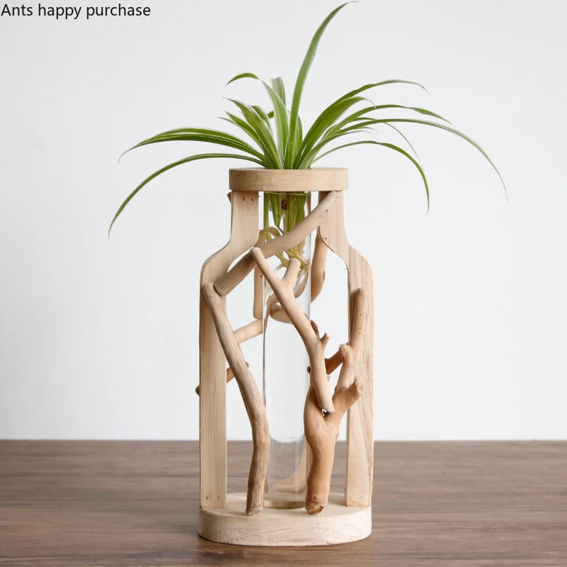 vase en bois massif fait main pour fleurs et décoration créative