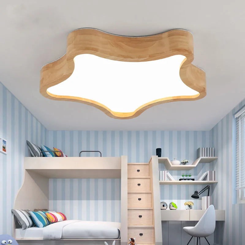 plafonnier led en bois design moderne étoile nuage décoratif