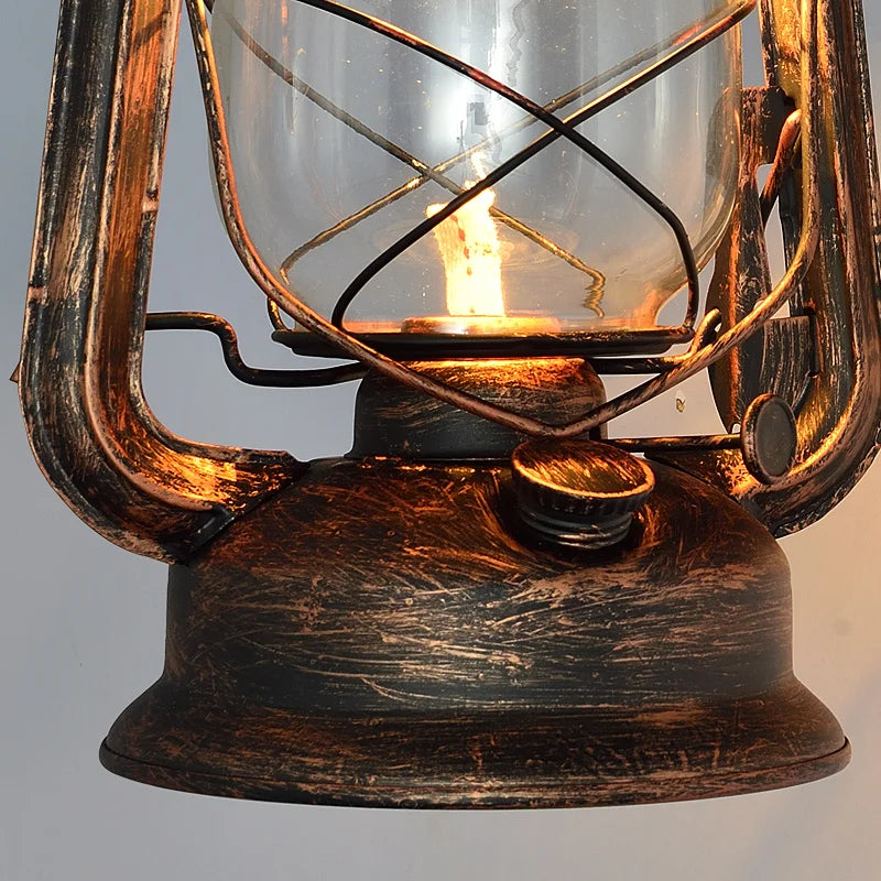 Retro Barn Lantern European Kerosene Wall Lamp Bedroom Bedside wall Lights,Wrought Iron glass Shade Restaurant Bar Aisle Sconce