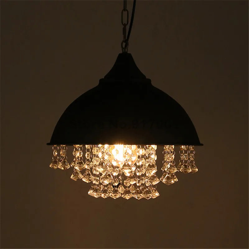 American style loft Vintage K9 crystal pendant light cover luxury lamp for Restaurant pendant lights,E27 Bulb