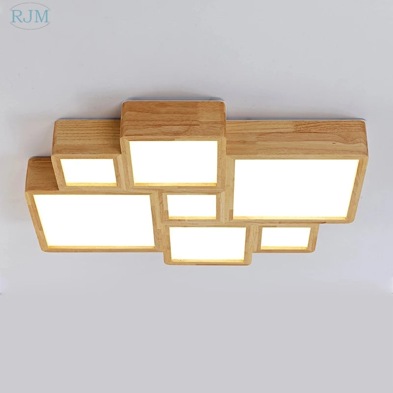 plafonnier led en bois massif design nordique simple et créatif