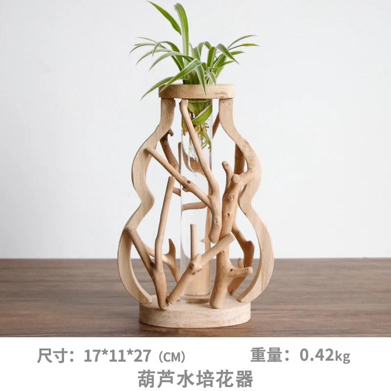 vase en bois massif fait main pour fleurs et décoration créative