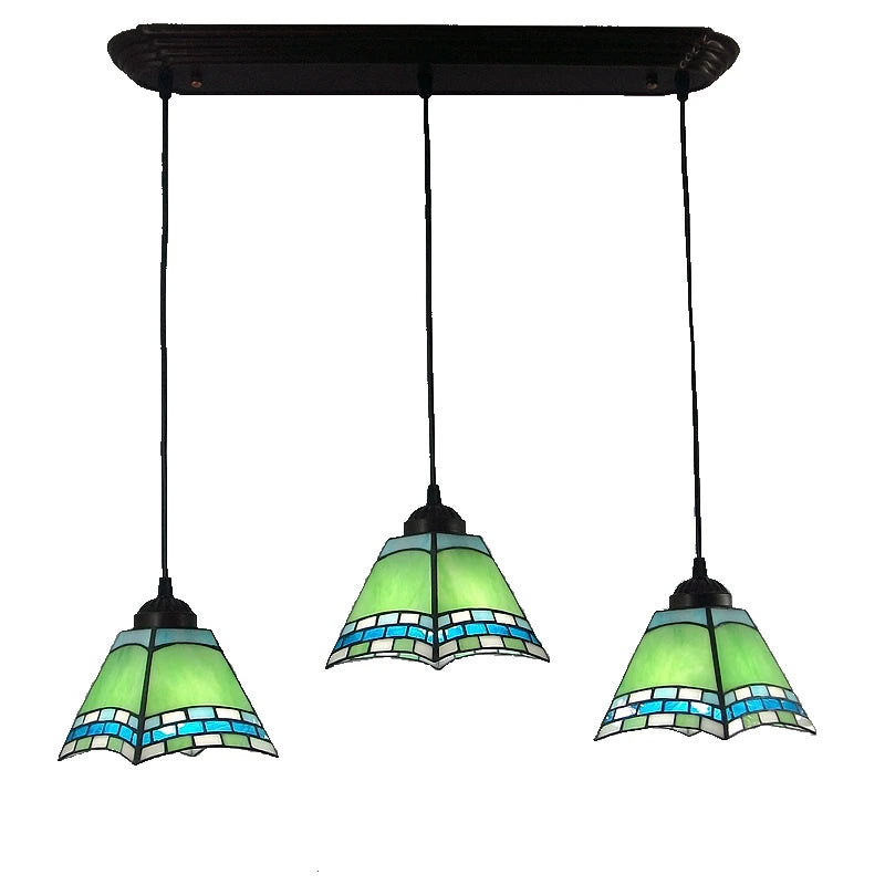 Pink, Blue, Green 3 Associations Rectangular Chandelier Modern European Glass Tiffany Lamp Table Stylish Mediterranean Bar