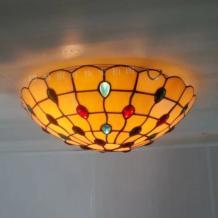 Factory Direct 16-inch The American Retro Ceiling Lamps Tiffany Stained Glass Art Of Living Room, Bedroom Balcony Lighting