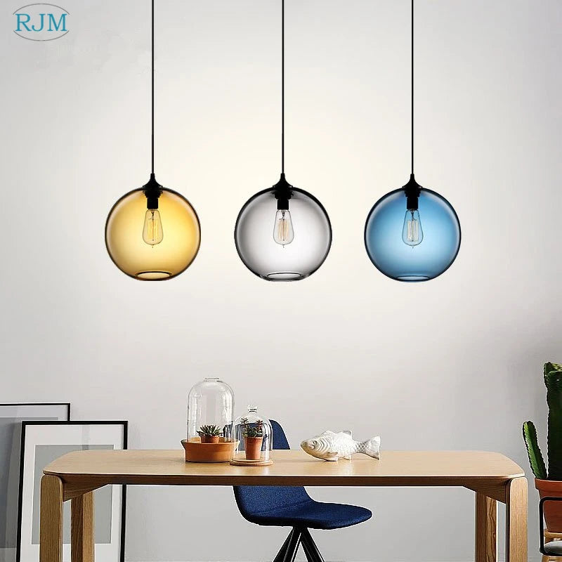 lampe led suspendue en verre design moderne et créatif