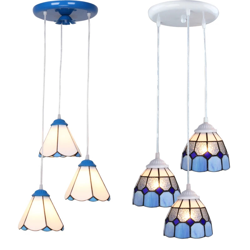 3 Heads Colorful Glass LED Pendant Lamps Light,Bedroom Suspension Hanging Ceiling Lamp