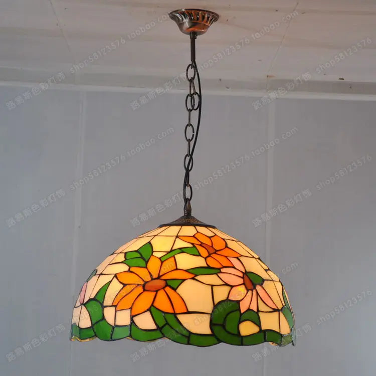 lustre en verre tournesol style américain éclairage campagne intérieur