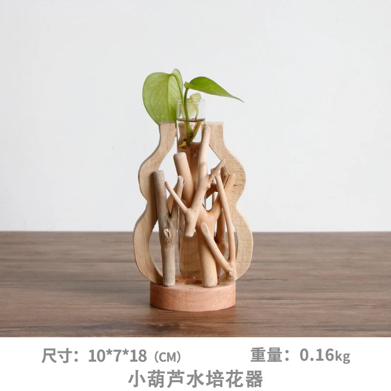 vase en bois massif fait main pour fleurs et décoration créative