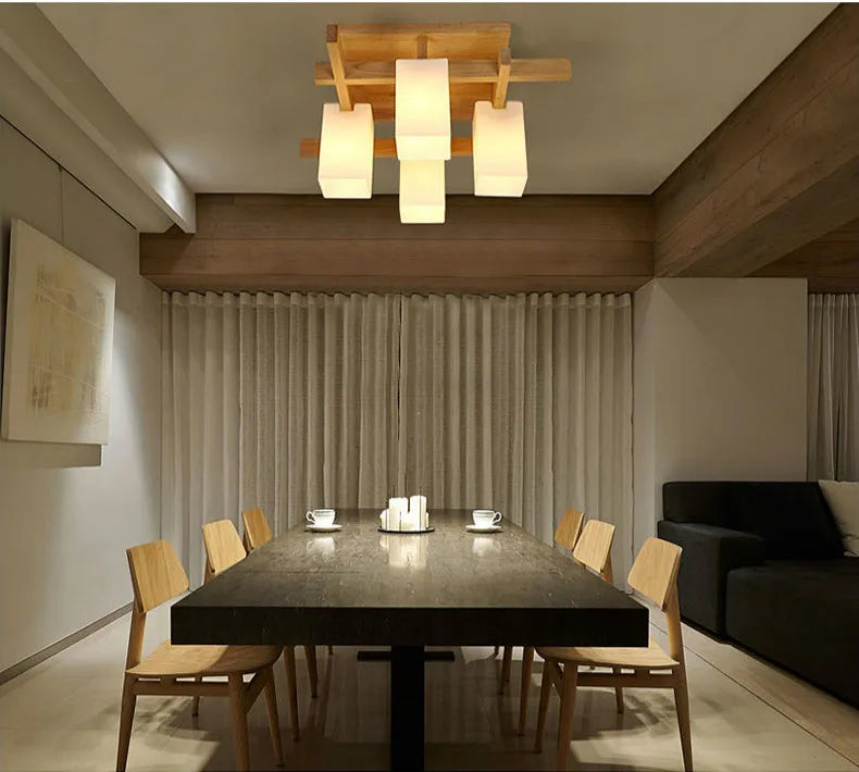 plafonnier minimaliste nordique led en bois style japonais