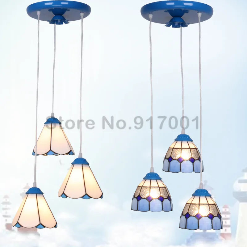 3 Heads Colorful Glass LED Pendant Lamps Light,Bedroom Suspension Hanging Ceiling Lamp