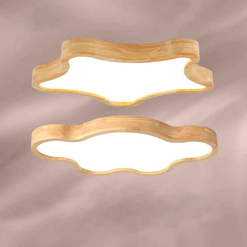 plafonnier led en bois design moderne étoile nuage décoratif