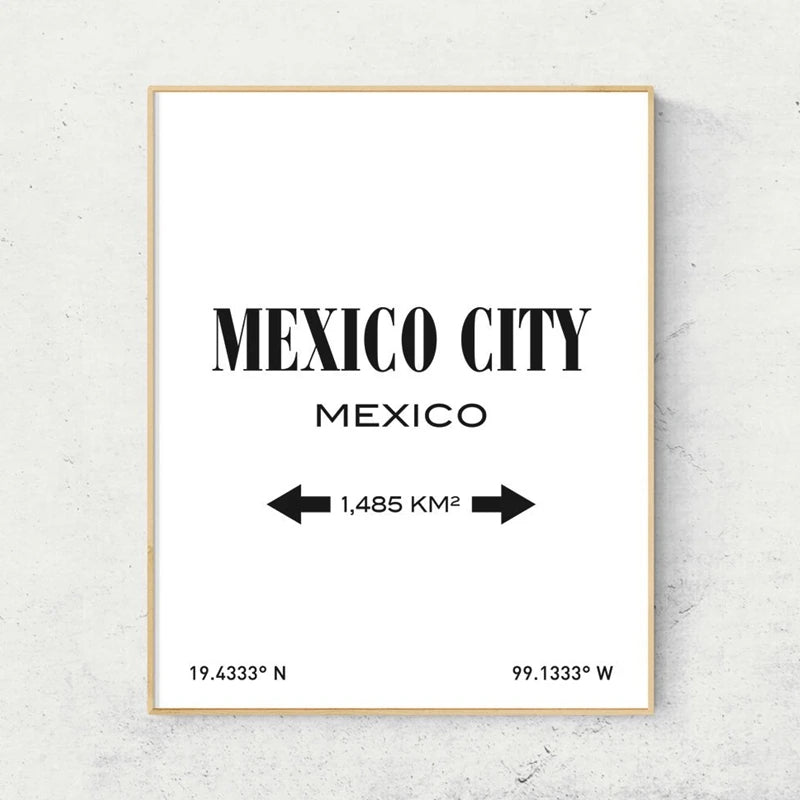 cartes de la ville de mexico en peinture sur toile décor mural