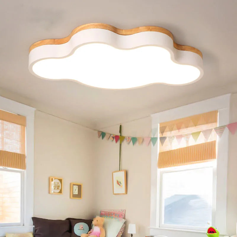 plafonnier led en bois design moderne étoile nuage décoratif