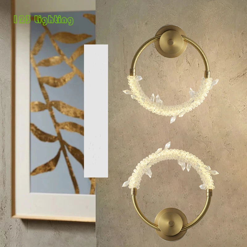 applique murale led cristal et cuivre décorative pour intérieur