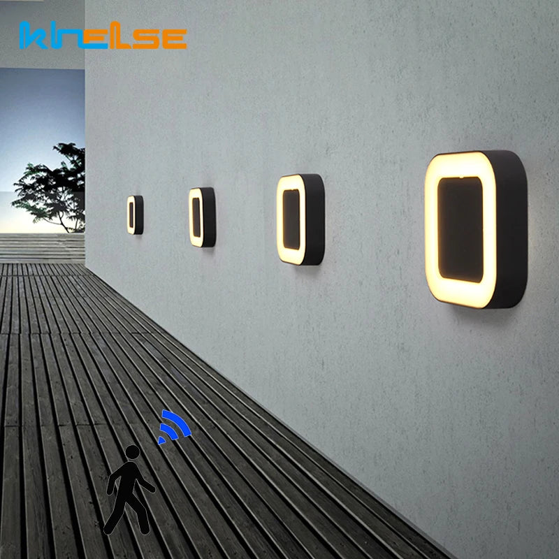 12W Waterproof Outdoor Wall Lights Radar Motion Sensor IP65 Wall Sconce Lamp LED Balcony Porch Garden Villa Lighting Fixtures