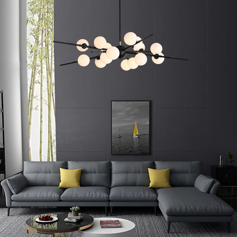 2024Modern Glass Ball LED Chandelier for Living room Dining Room Luminaire Gold/black Pendant Lamp Lustre ,Samsarah Lighting