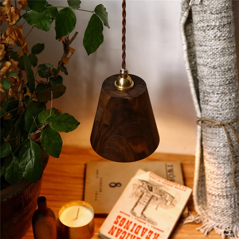 lampe loft en bois led suspendue vintage décoratif pour éclairage maison
