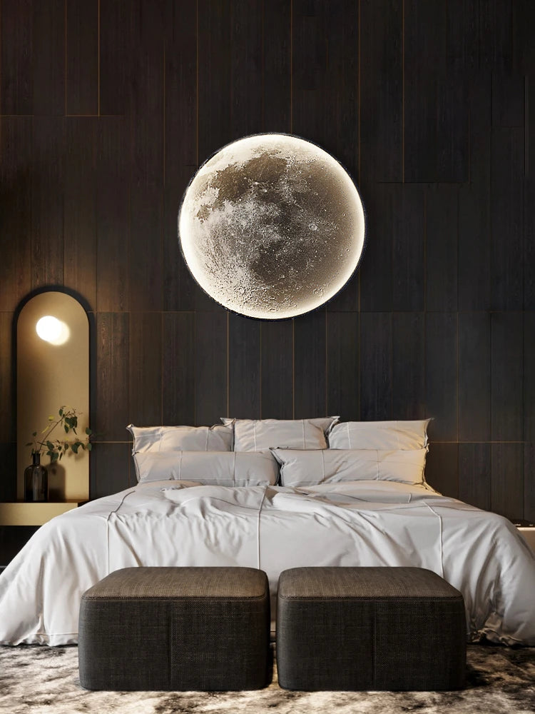 applique murale moderne led lune décoration luxe art