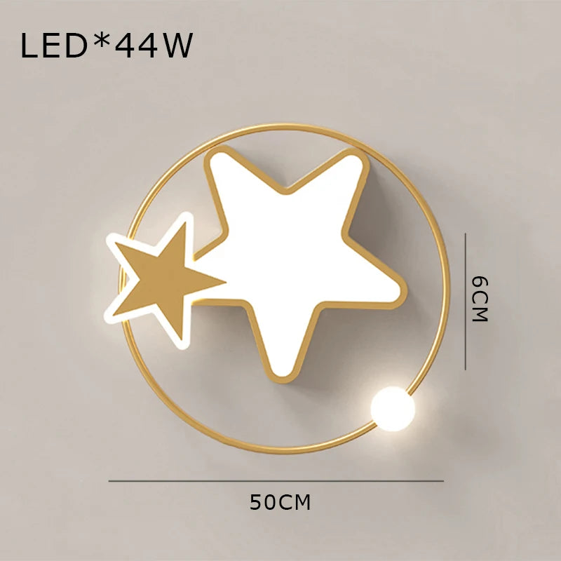 plafonnier led en forme d'étoile dorée créatif nordique
